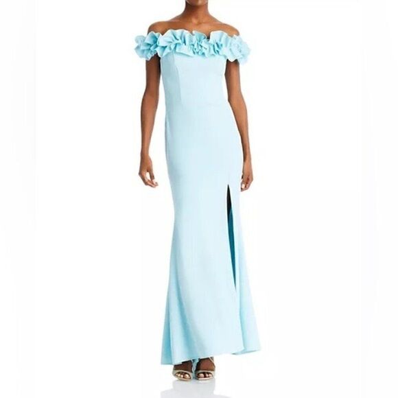 AQUA Ruffled Off The Shoulder Formal Dress, gown evening dress size 8 - Picture 3 of 10